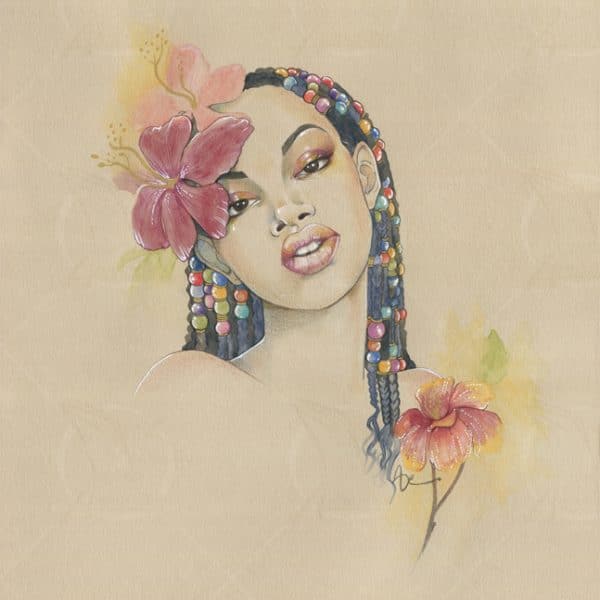 Les yeux noirs-dessin original- crayons de couleur