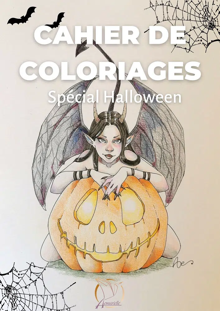 Couverture du cahier de coloriage spécial Halloween pour colorier les modèles