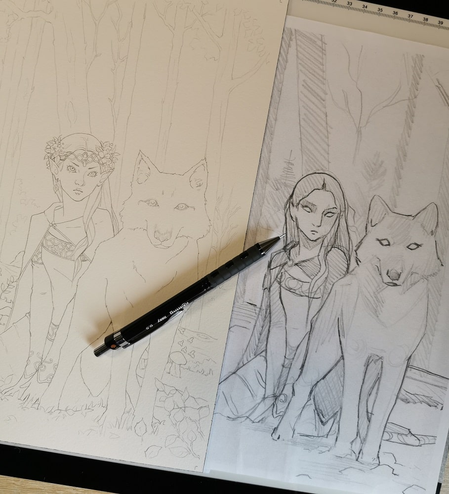 Le processus créatif du cercle des fées - croquis et dessin préparatoire