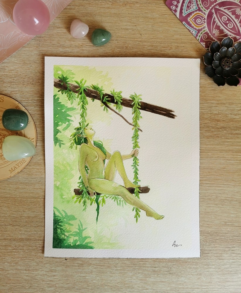 La balançoire | Aquarelle originale – Image 2