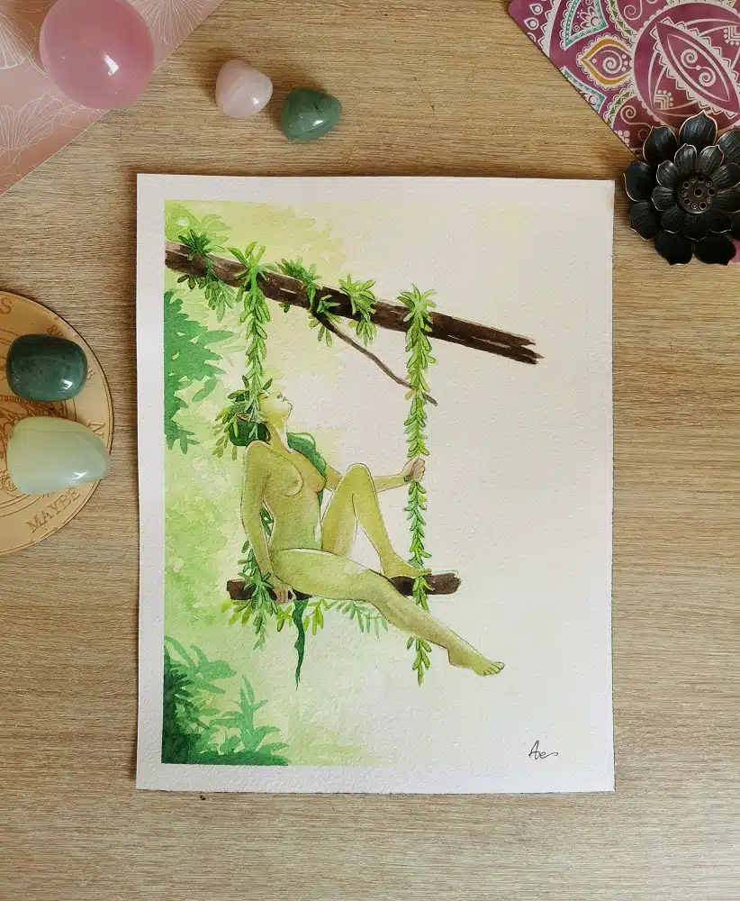 La balançoire | Aquarelle originale – Image 2