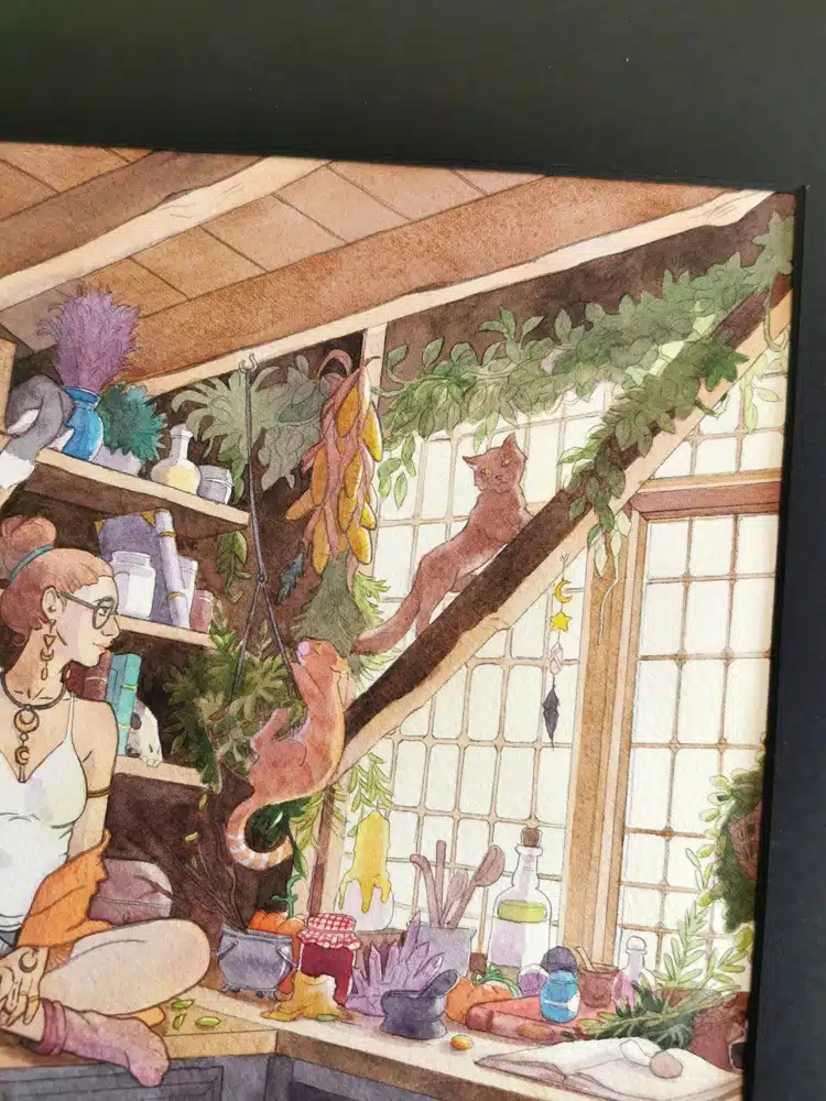 La sorcière aux chats - Aquarelle originale – Image 4